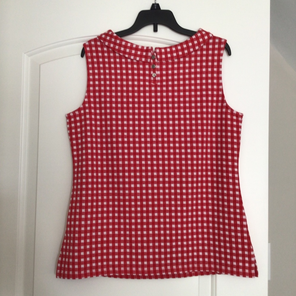 Talbots Red and White Checkered Sleeveless Top Size S - Picture 2 of 5